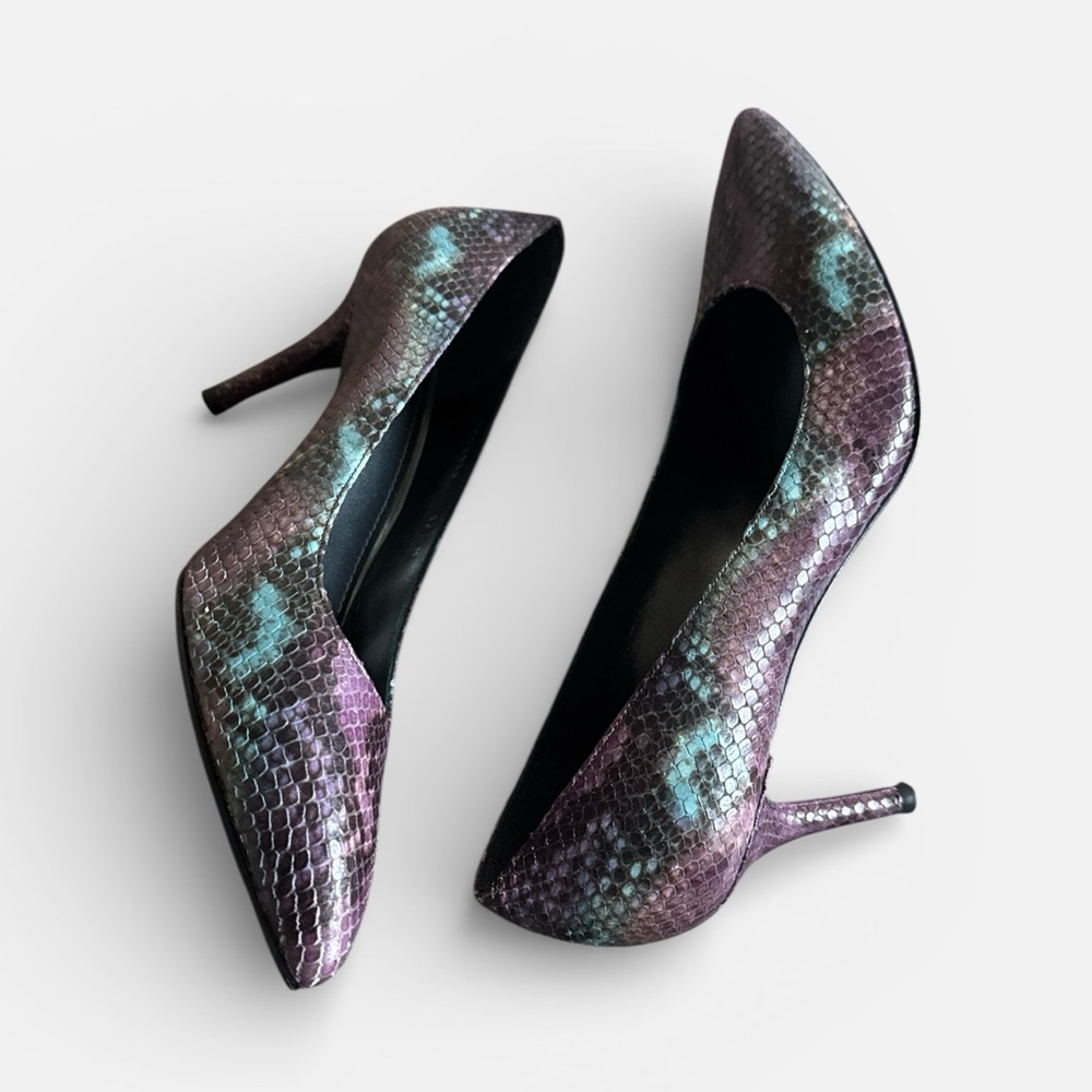 Stuart Weitzman Slender Plum painted python pumps Women's Heels shoes Sz‎ 12 new
